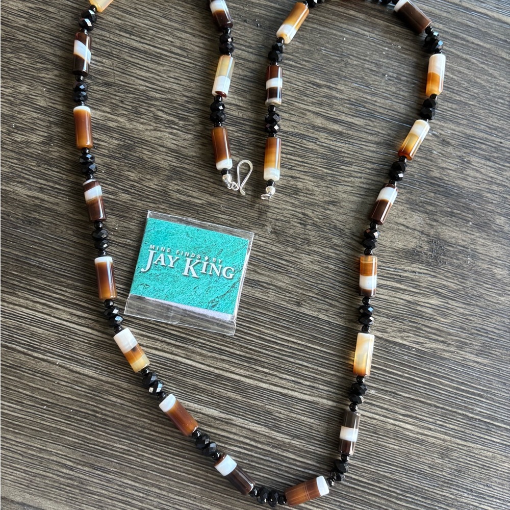Jay King DTR Mine Finds Botswana Agate 35” Necklace 925 Sterling